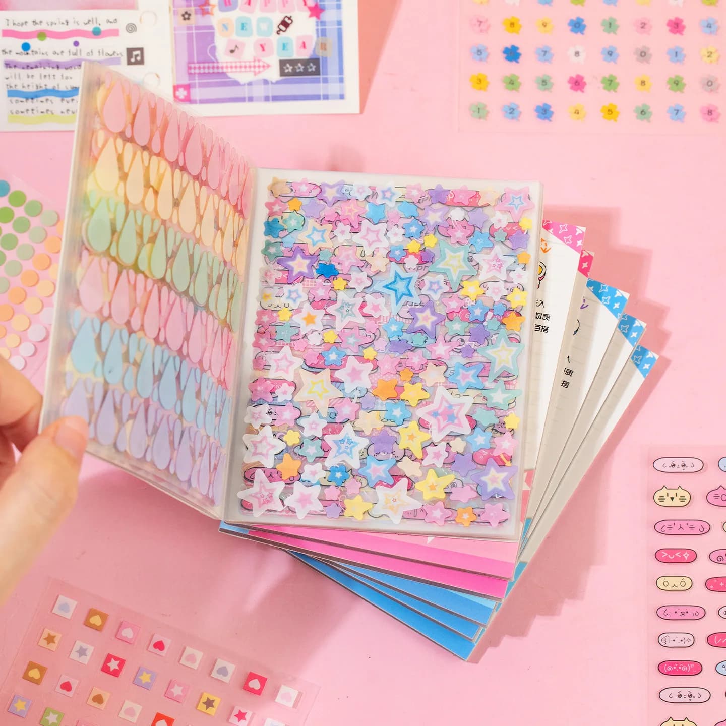 32 pieces/book Gift packs Set Free Time Color PET Mini Basic Stickers Book Guka Nail Art Phone Case Notebook Dia