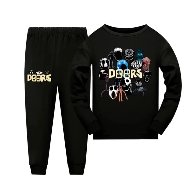Porte del gioco Cosplay Anime Vestiti per bambini Pigiama autunnale T-shirt a maniche lunghe in cotone + pantaloni Costume per ragazze Casual Spor Cosplay