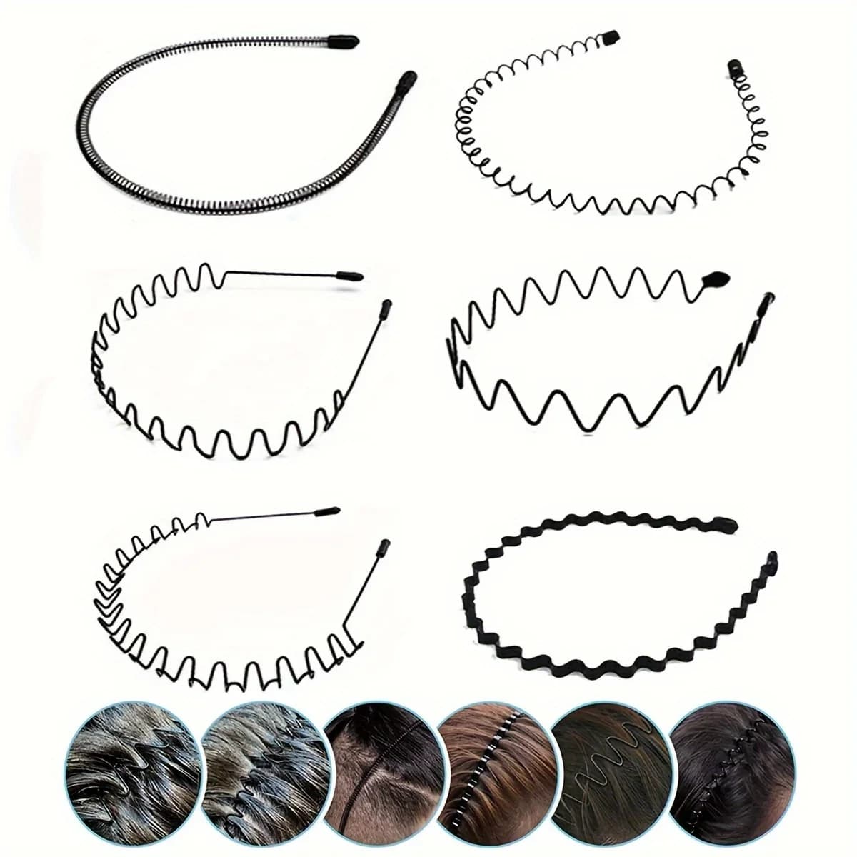 6 pezzi fascia in metallo per uomo donna fasce per capelli moda sport all'aria aperta pettine per denti elastico liscio antiscivolo accessori per capelli unisex