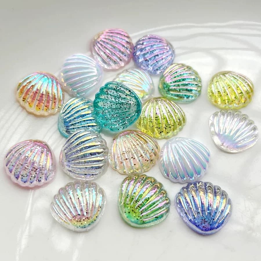 20 Cute Shell Shaped Resin Crystal Water Diamond Flat Back Suitable for Jewelry Making DIY Charm Decoration