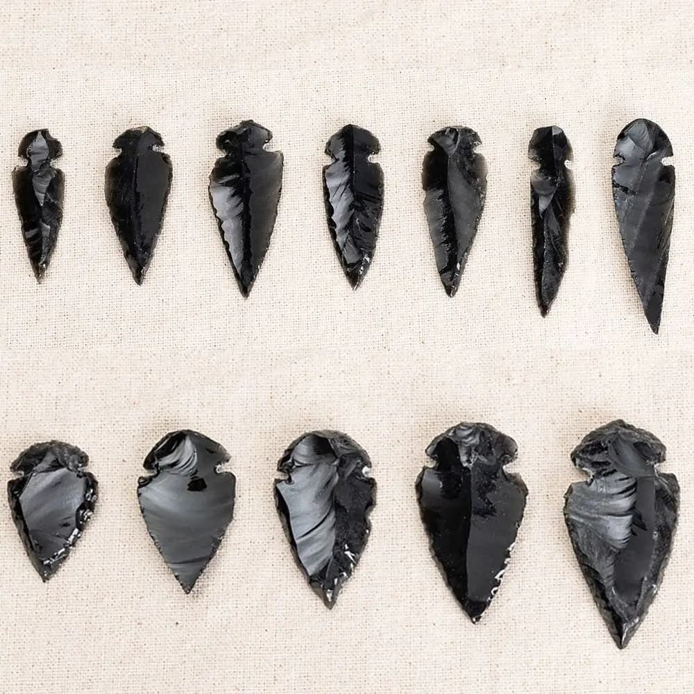 Gift Black Natural Obsidian Arrow Gemstone Reiki Healing Black Crystal Pendant Jewelry Making Energy Stone Lucky Charm