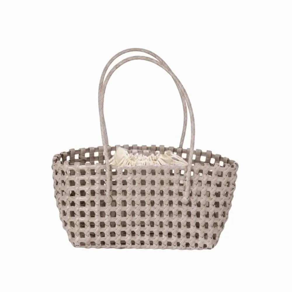 Lightweight Woven Basket Bag Large Capacity Vibrant Colors Hollow Out Tote Soft Handle Durable Weave Handmade Handbag