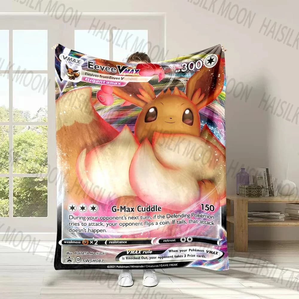 Coperta Stampata con Personaggi Pokemon Eevee in 15 Misure, per Camera da Letto, Soggiorno, Divano, Ufficio, Viaggio, Camper, Regalo per le Feste