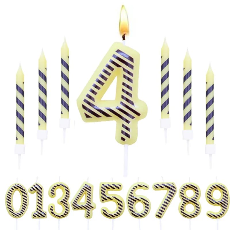 7 pieces number 0-9 Birthday candles for cake construction, candle number 4, happy birthday cake decoration for party decorations for boys Gi