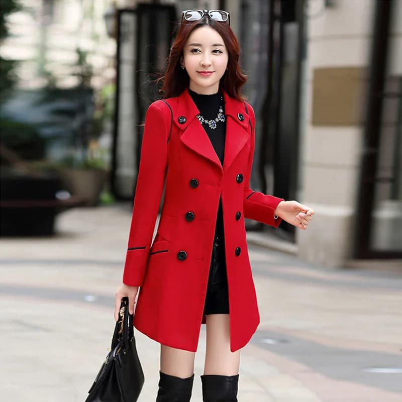 Cappotto di lana da donna autunno inverno 2024 Cappotto lungo di lana da donna Moda femminile Giacca doppiopetto slim fit con cintura S-3XL