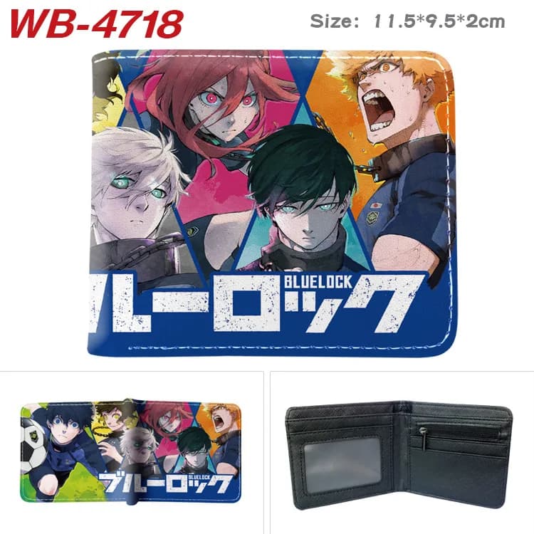 Bifold Blue Lock Wallet with Color Anime Printing, PU Leather Card Holder, Soul Fan Holder, for Daily Use and Conservation