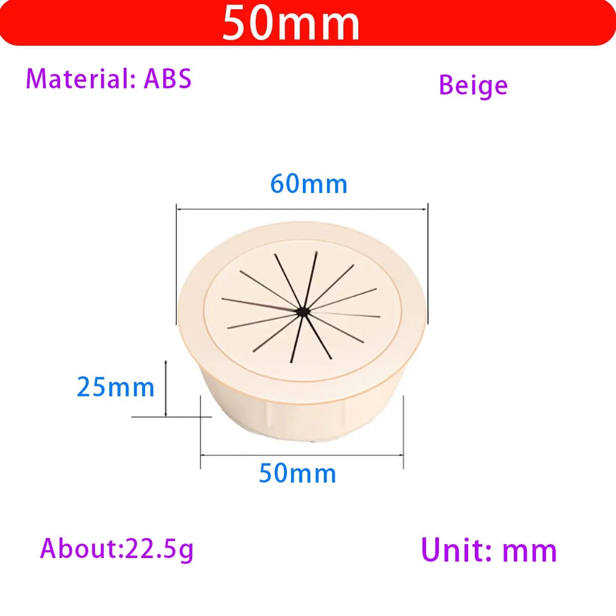 Round Aluminum Dustproof Cable Hole Cover for Desk Wire Management