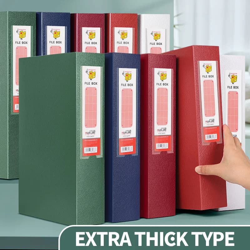 HUAJIE 1 thickened file storage box: large capacity, portable, multicolor, for office, contract and document organization