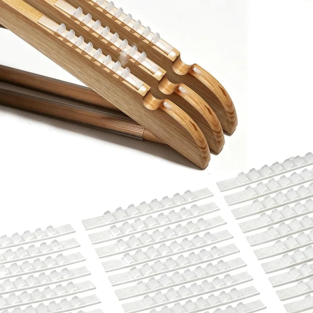 30 Pcs Non Slip Rubber Clothes Hanger Grips, Adhesive Clear Hanger Strips with Fins, 2.8 x 0.2 Inch, Hangers for Home Stores Use