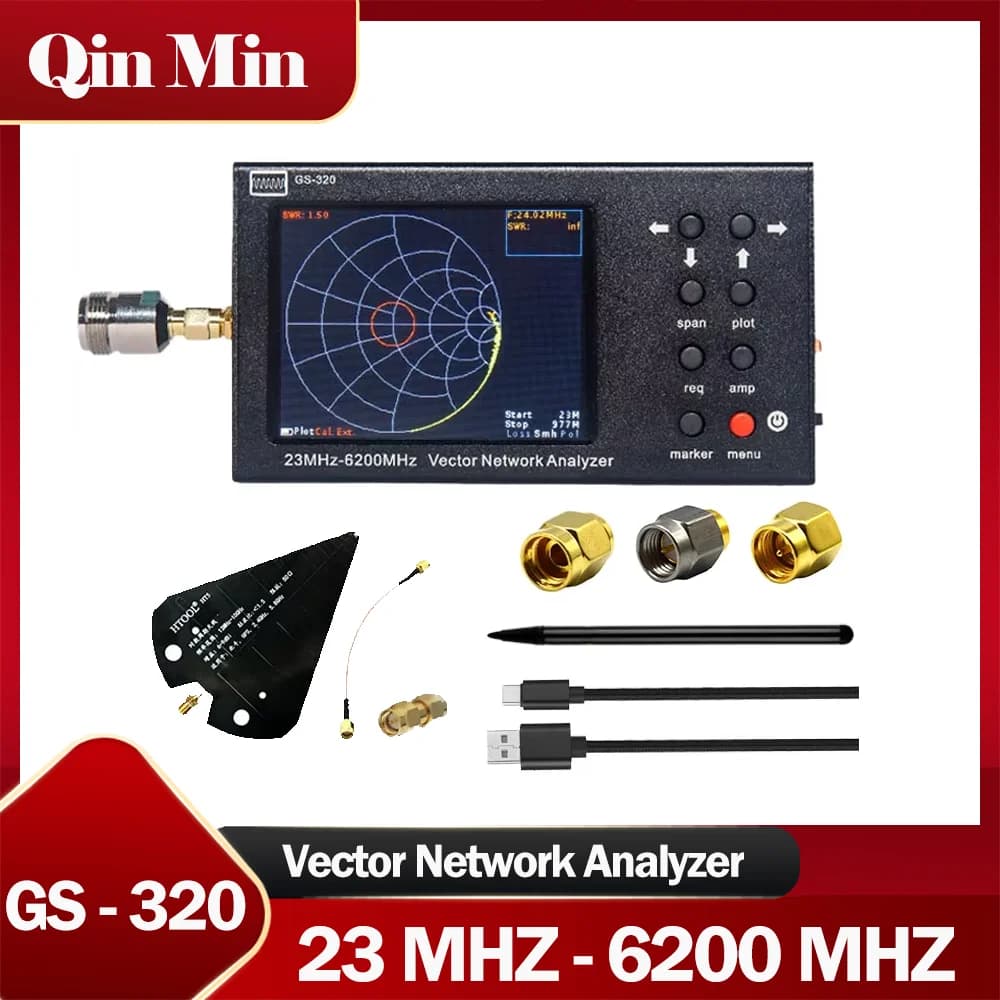 Gs320 Htool 6g Analizzatore di rete Tester per antenna RF Vna Rilevatore wireless portatile portatile Wifi