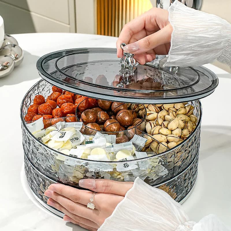Piatto per Frutta di Lusso, Elegante e Raffinato, per Soggiorno, Girevole, in Plastica, Contenitore per Frutta Secca e Caramelle
