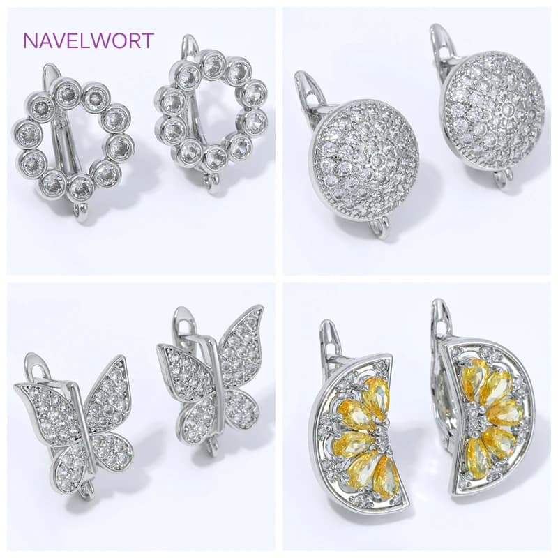 18K Gold Plated Fan Shape Flower Earwires Earring Fixtures,Brass Basic Fasteners Earring Hooks Clasps,DIY Jewelry Materials