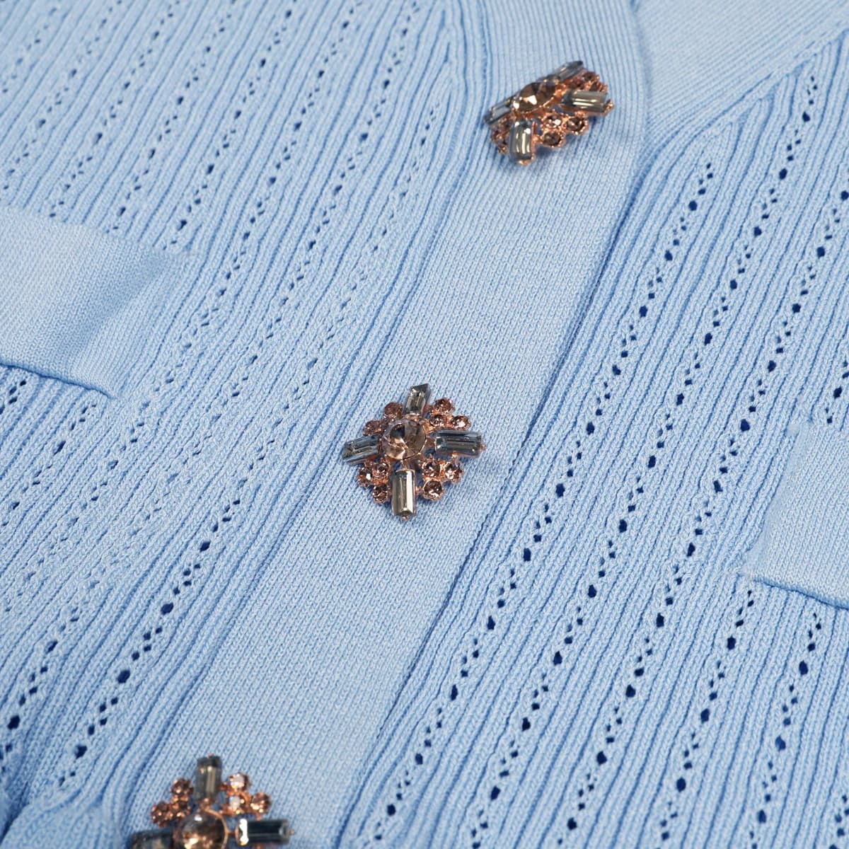 Set di Cardigan a Maglia a Maniche Corte con Bottoni Diamantati e Gonna a Coda di Pesce Slim in Cinque Colori