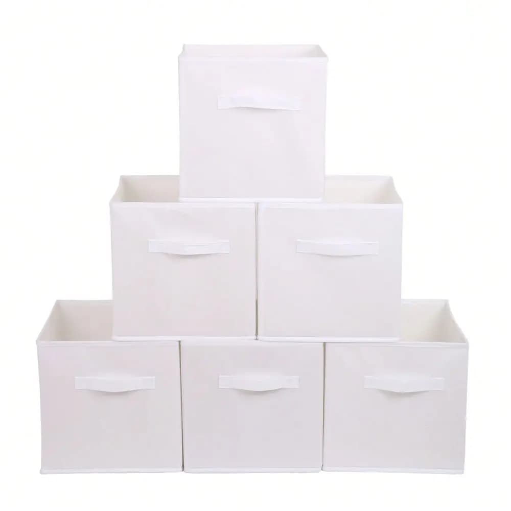 11"X11"X11" 6-Pack Foldable Storage Bins Collapsible Closet & Toy Organization Boxes Space Saving Fabric Cubes
