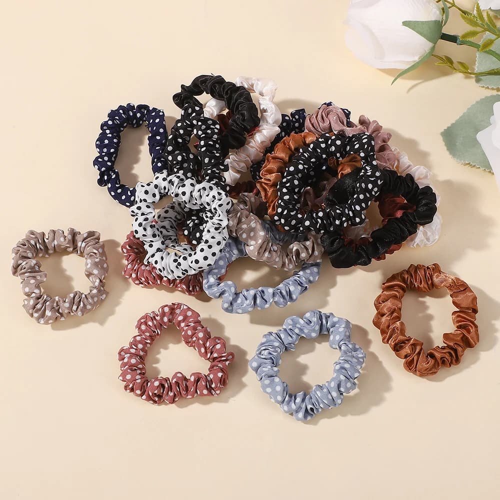 20pcs Random Color Silk Hair Scrunchies For Girls Hair Tie Cute Hair Rope Ponytail Holder Headwear Hair Accessories Wholesale