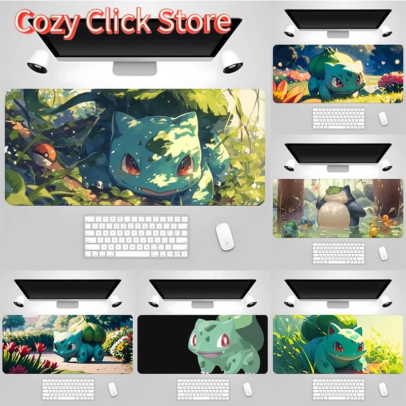 Pokemon Bulbasaur Tappetino per mouse Gamer Accessori da gioco per PC Tappetino in gomma Tappetini per scrivania Armadietto per tastiera Mause Laptop