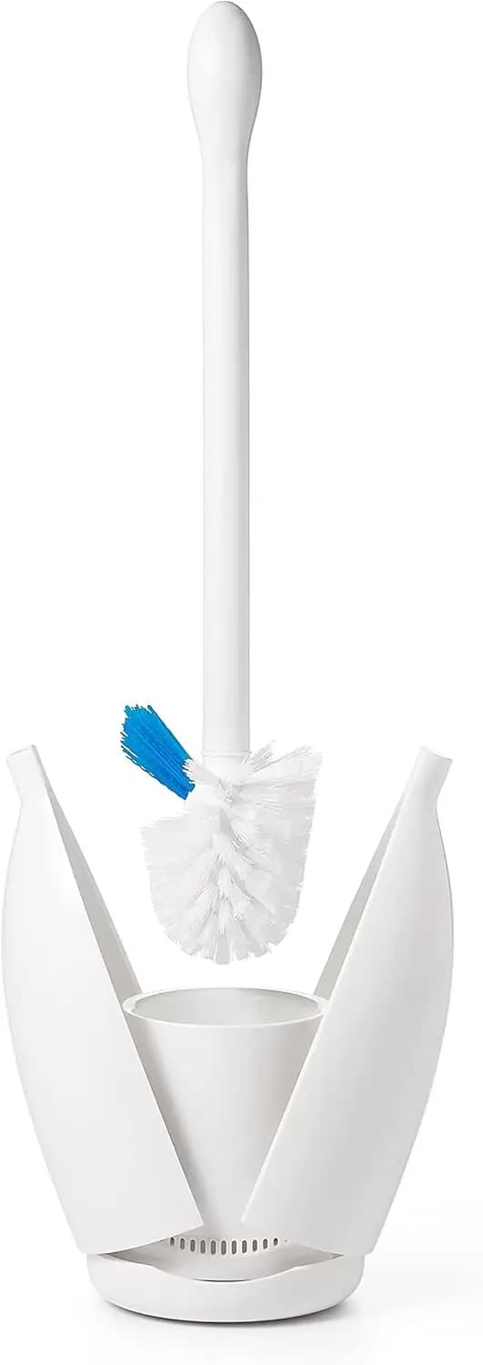 Spazzola per WC Bianca con Impugnatura Ergonomica, Facile da Pulire e Resistente per Uso in Bagno