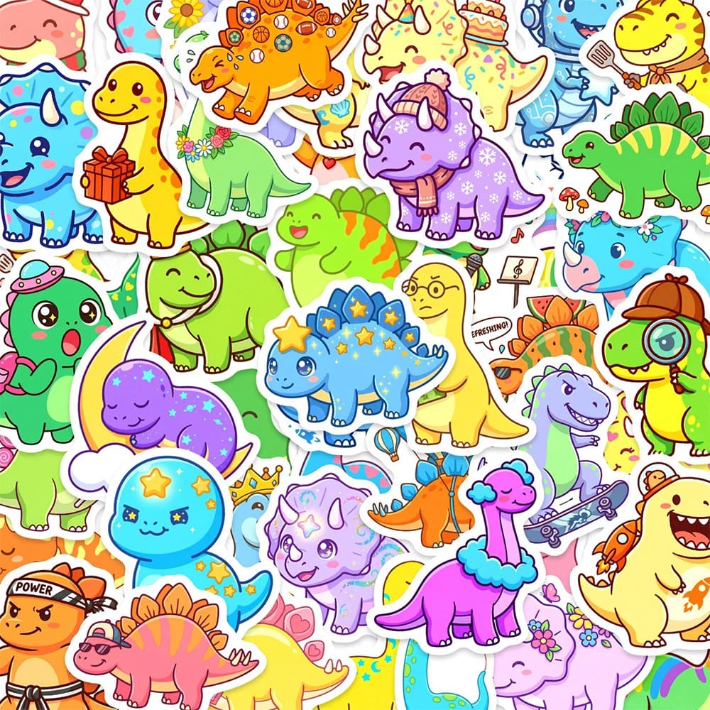 10/30/50 Pezzi Adesivi Cartoon Animali e Dinosauri Colorati, Decorazioni Divertenti per Laptop, Skateboard, Graffiti, Idea Regalo