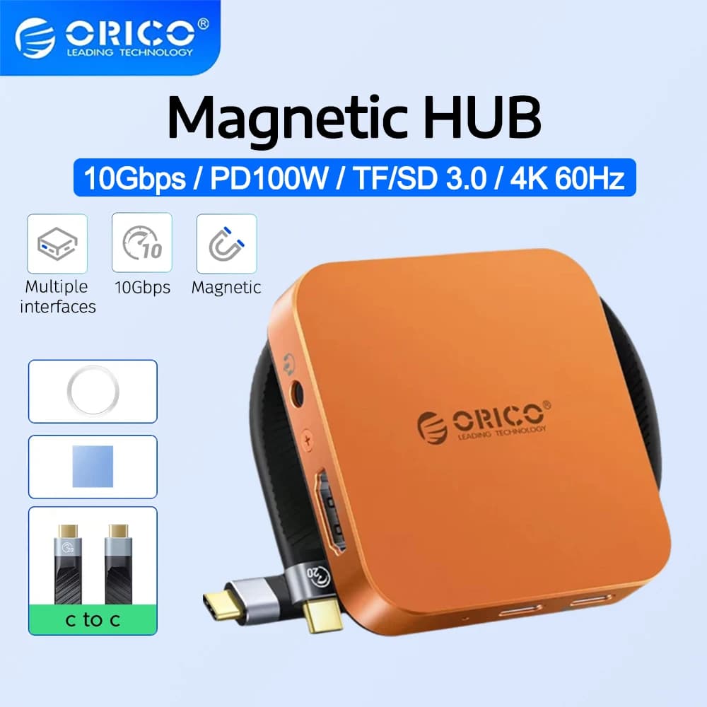 ORICO M.2 2230 NVMe SSD Enclosure Magnetic Case 10Gbps USB C Docking Station con HDMI 4K60HZ SD/TF Caricatore PD100W per iPhone 17