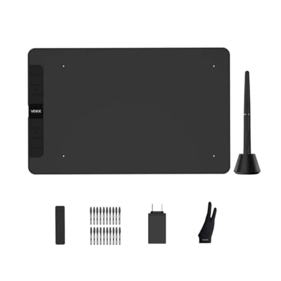 Tavoletta grafica per disegno con penna VK1060, 10 x 6 pollici, con 8 tasti di scelta rapida, 8192 livelli di pressione, penna senza batteria, supporta la funzione di inclinazione