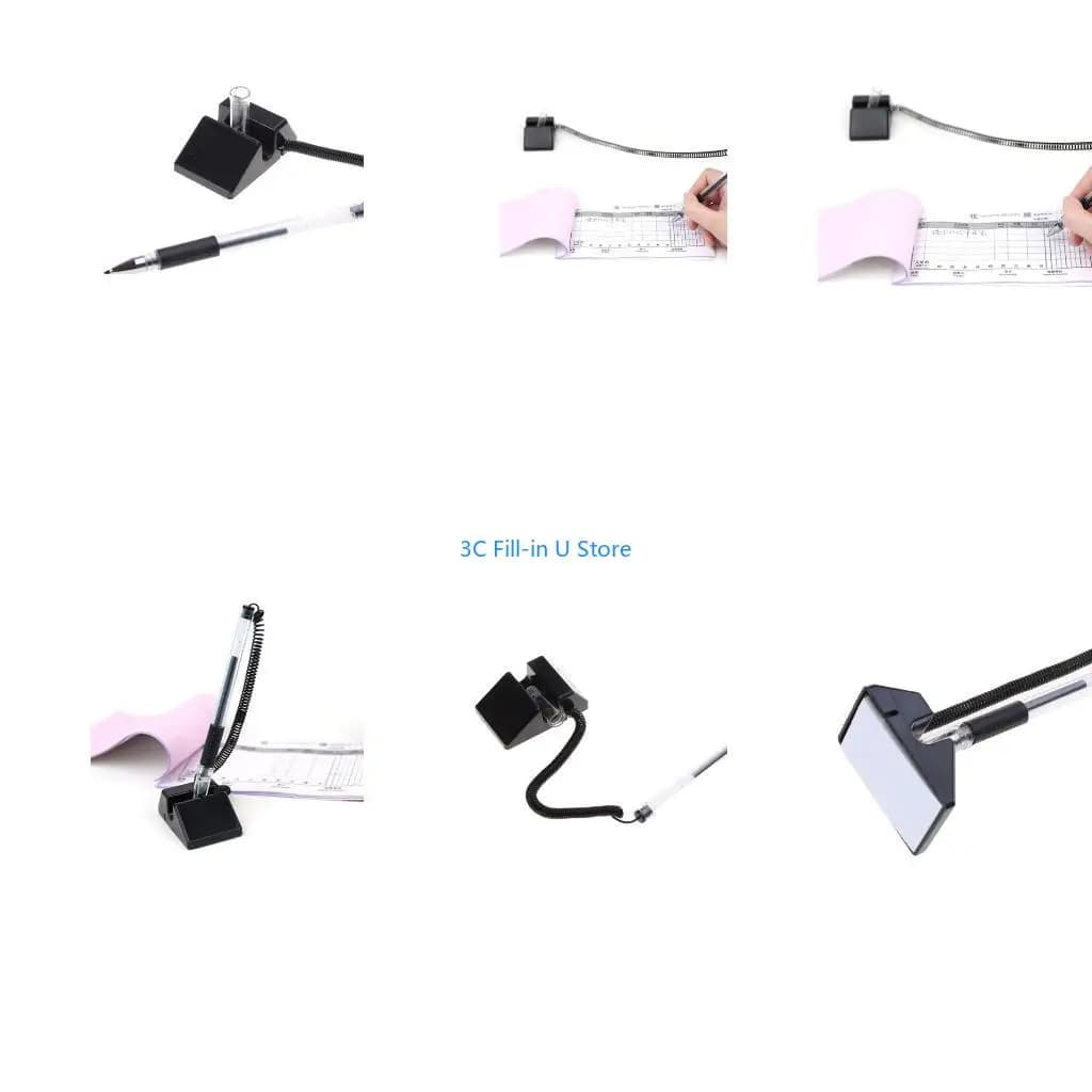 G8TA Professional Counter Coil Pens Pack of 6 with Adhesive Chain Perfect for Hotel Front Desk, Offices, and Study Room