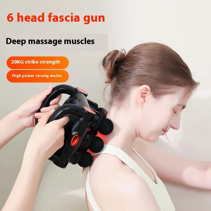 New 6 Head Band Gun for Muscle Relaxation and Abdominal Massage Body Massage Gun with Foldable Handle for Home Use