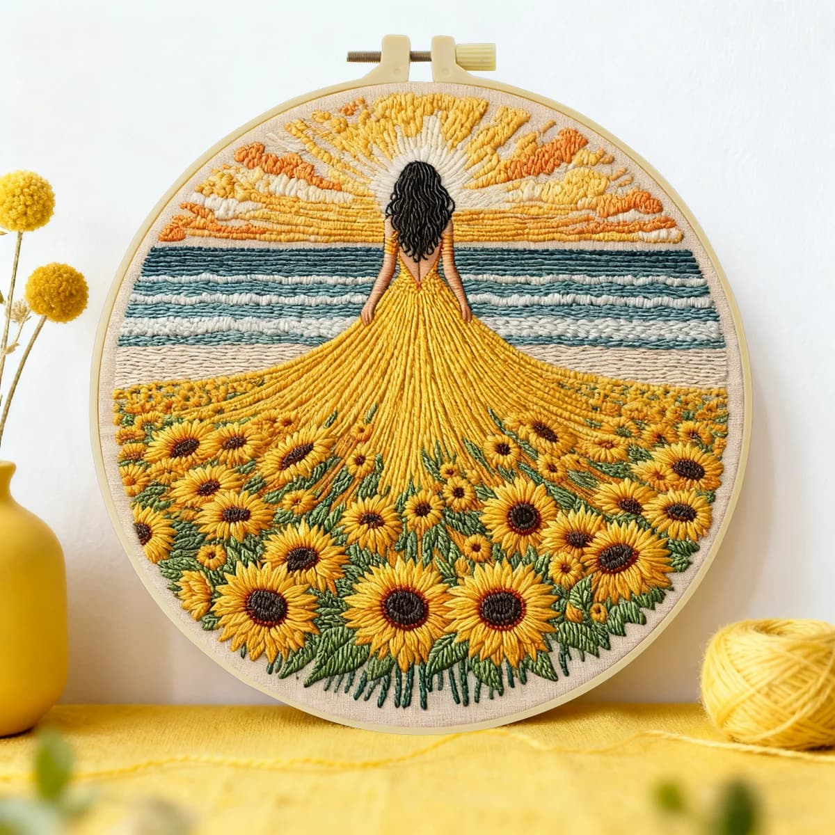 1pc 20X20CM/15X15CM 7.87/6.3inch Flower Embroidery Starter Kit DIY Kit DIY Embroidery Kit Manualidades Needle Art Home Decor