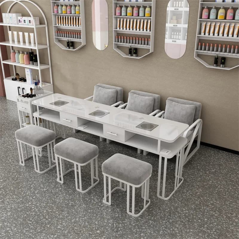 Luxury Leg Metal Nail Table Aesthetic Modern Rustic High Quality Nail Desk Profesional Aesthetic Table Onglerie Salon Furniture
