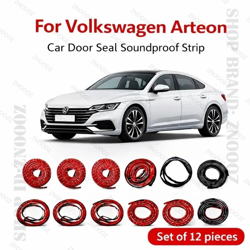 Car Door Seal Strip Rubber Double Layer Soundproof Dustproof Waterproof Door Weatherstrip 12PCS Set For Volkswagen Arteon