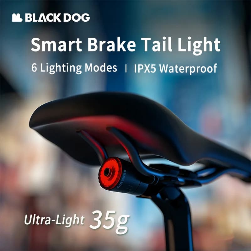 Luce Posteriore per Bicicletta BLACKDOG, Sensore di Frenata Intelligente, Luce LED Posteriore per Mountain Bike e Bici da Strada, Ricaricabile USB, Luce di Sicurezza per la Guida Notturna