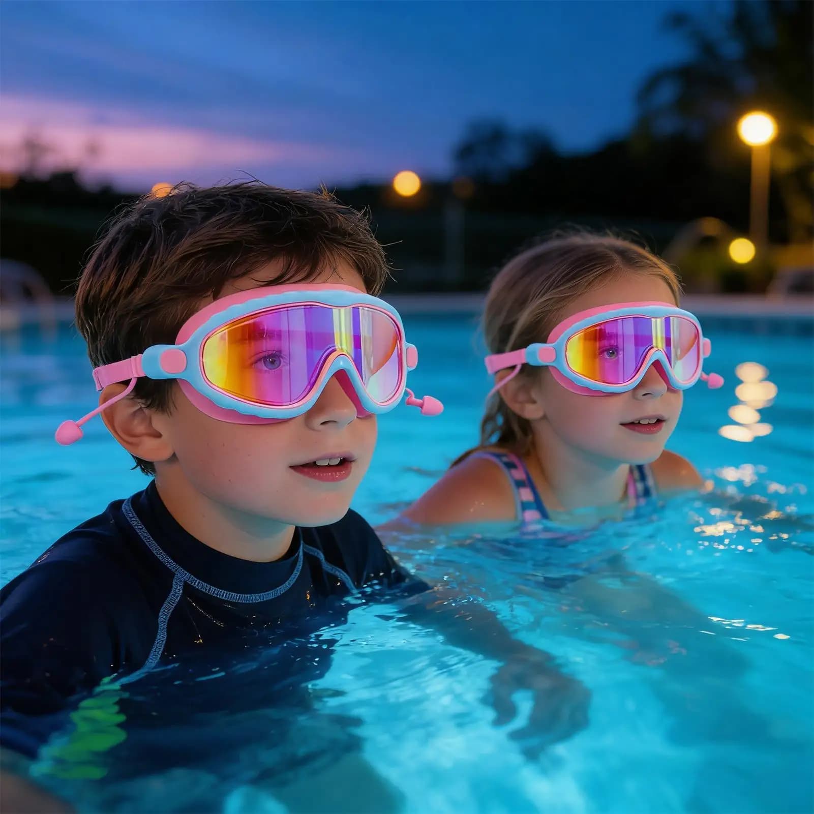 Occhialini da nuoto per bambini, antiappannamento, protezione UV, per bambini, per immersioni, vacanze, surf, piscina, fiume, estate
