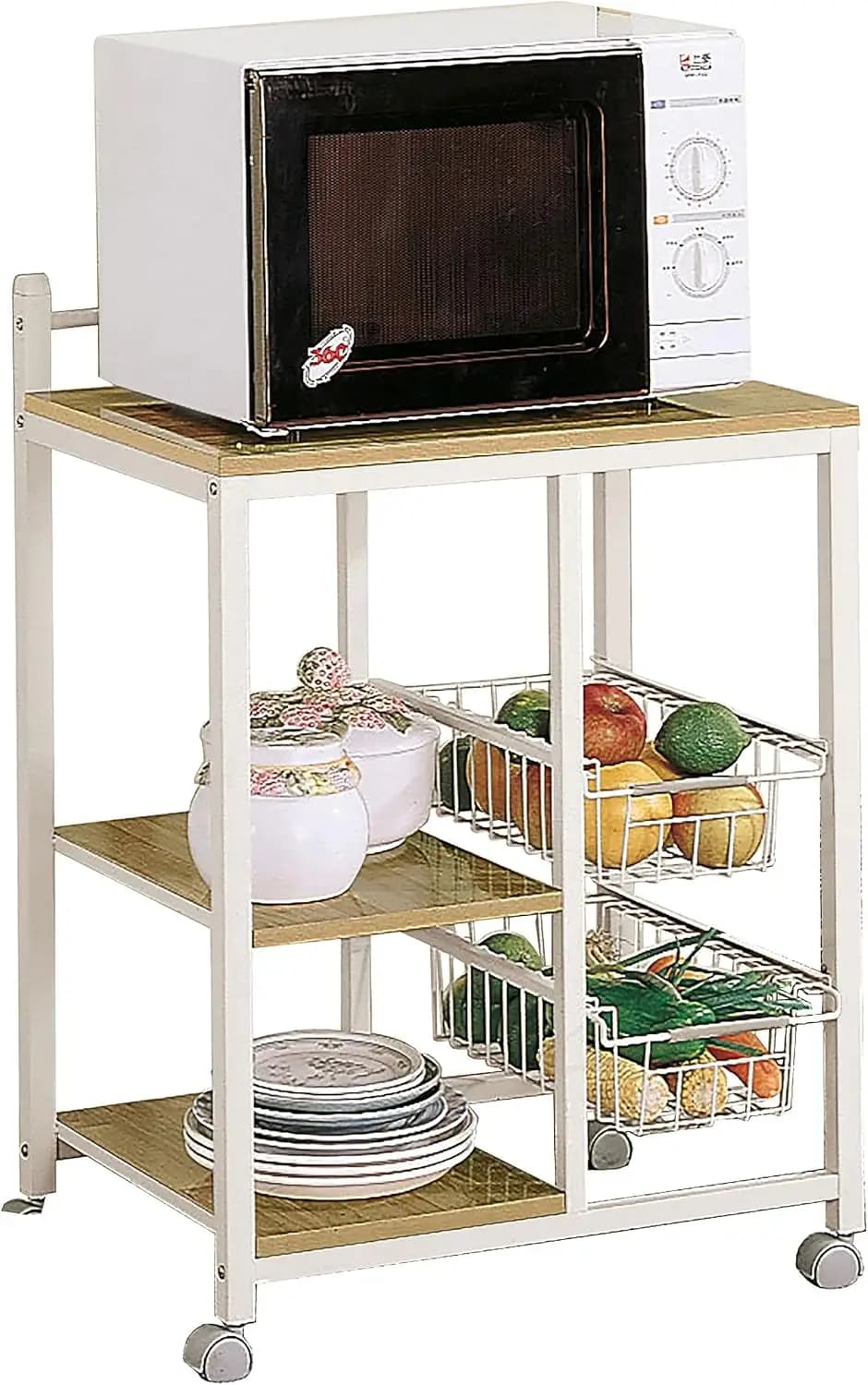 Coaster Home Furnishings - Kelvin - Carrello da Cucina Mobile a 2 Ripiani in Legno e Metallo - Stile Contemporaneo, Piano in Legno Massello