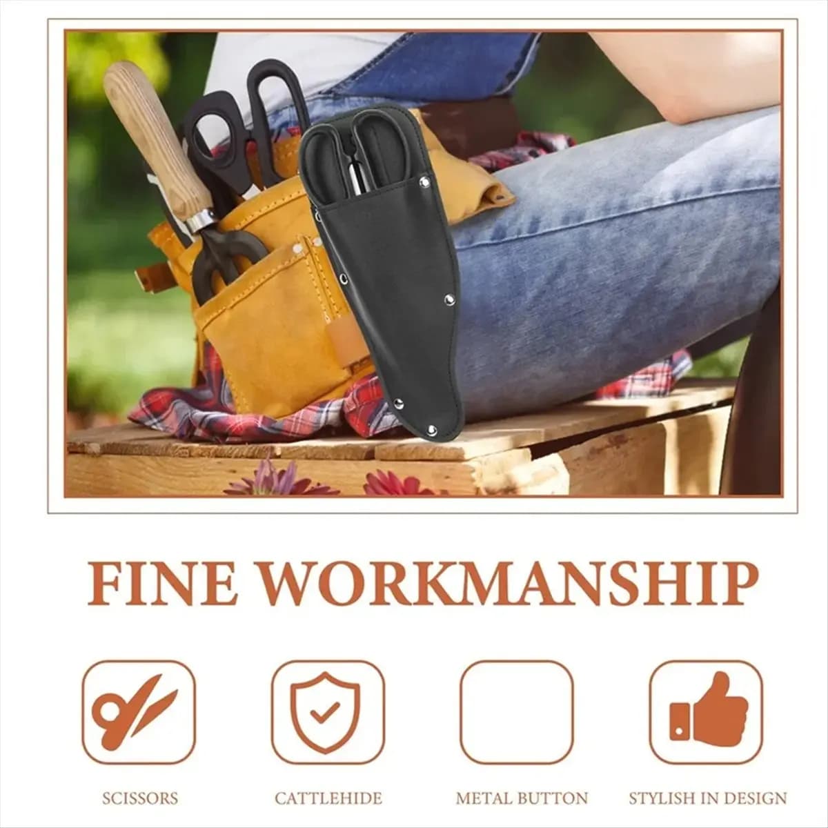 Reliable and durable garden scissors PU leather tool case for pruning shears with belt loop for outdoors