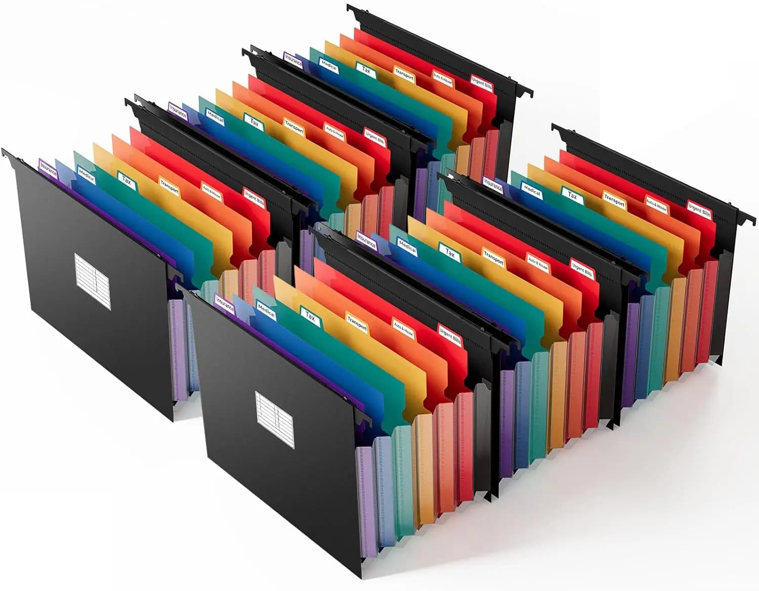 Cartelle Espandibili Appendibili con 7 Tasche, Organizzatore a Fisarmonica Formato Letter per Archivio (Confezione da 6)