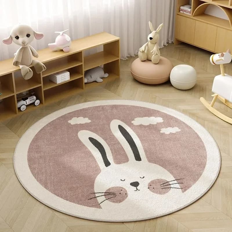 Nordic Round Cartoon Animali Tappeto Decorazioni per la casa Camera da letto Tappeti da comodino Camera dei bambini Lettere carine Tappeti di peluche Tappetino da gioco