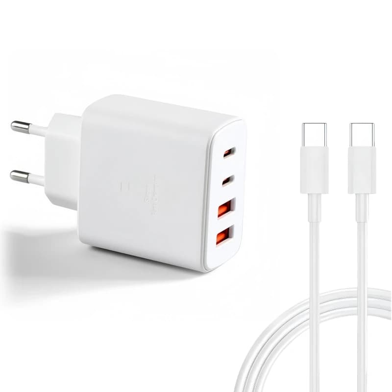 A fast charger with a total power of 65W, equipped with a 1.5-meter TYPE-C charging cable, suitable for iPhone and Android phone