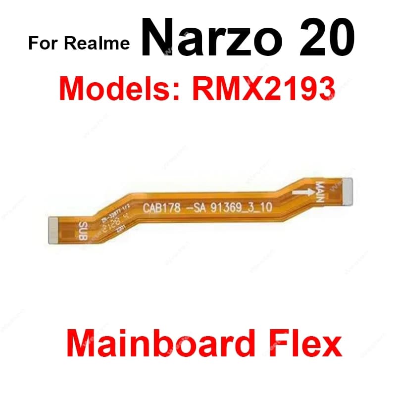 Cavo Flessibile Principale per Realme Narzo 20 20A 30 30A 50 50A Pro 4G 5G, Cavo Flessibile LCD Scheda Madre, Cavo Flessibile Display LCD, Ricambio