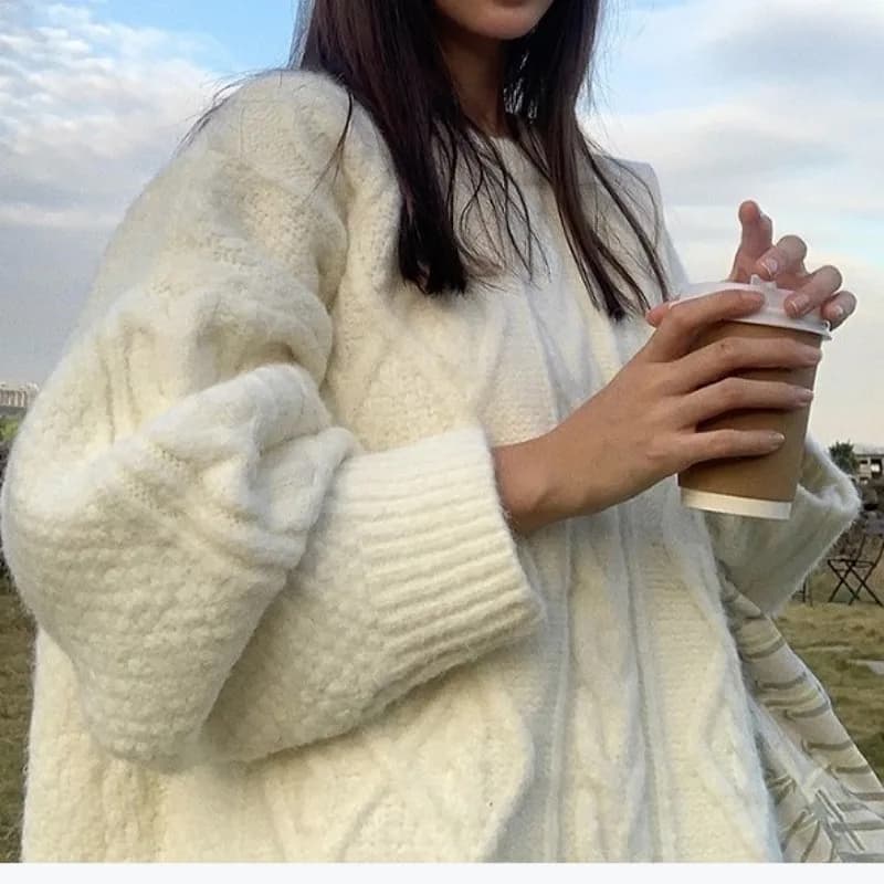 Maglione Twist donna autunno e inverno morbido glutinoso tutto-fiammifero bianco latte girocollo Pullover allentato minimo Sle esterno usura maglia
