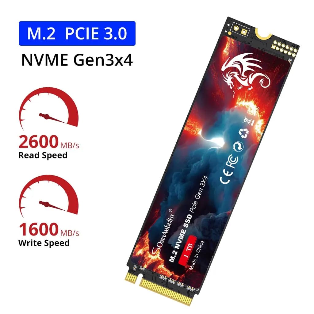 SomnAmbulist SSD M2 NVME 128GB 256GB 512GB 1TB SSD M.2 2280 PCIe 3.0 unità a stato solido interna per Console di gioco Desktop portatile