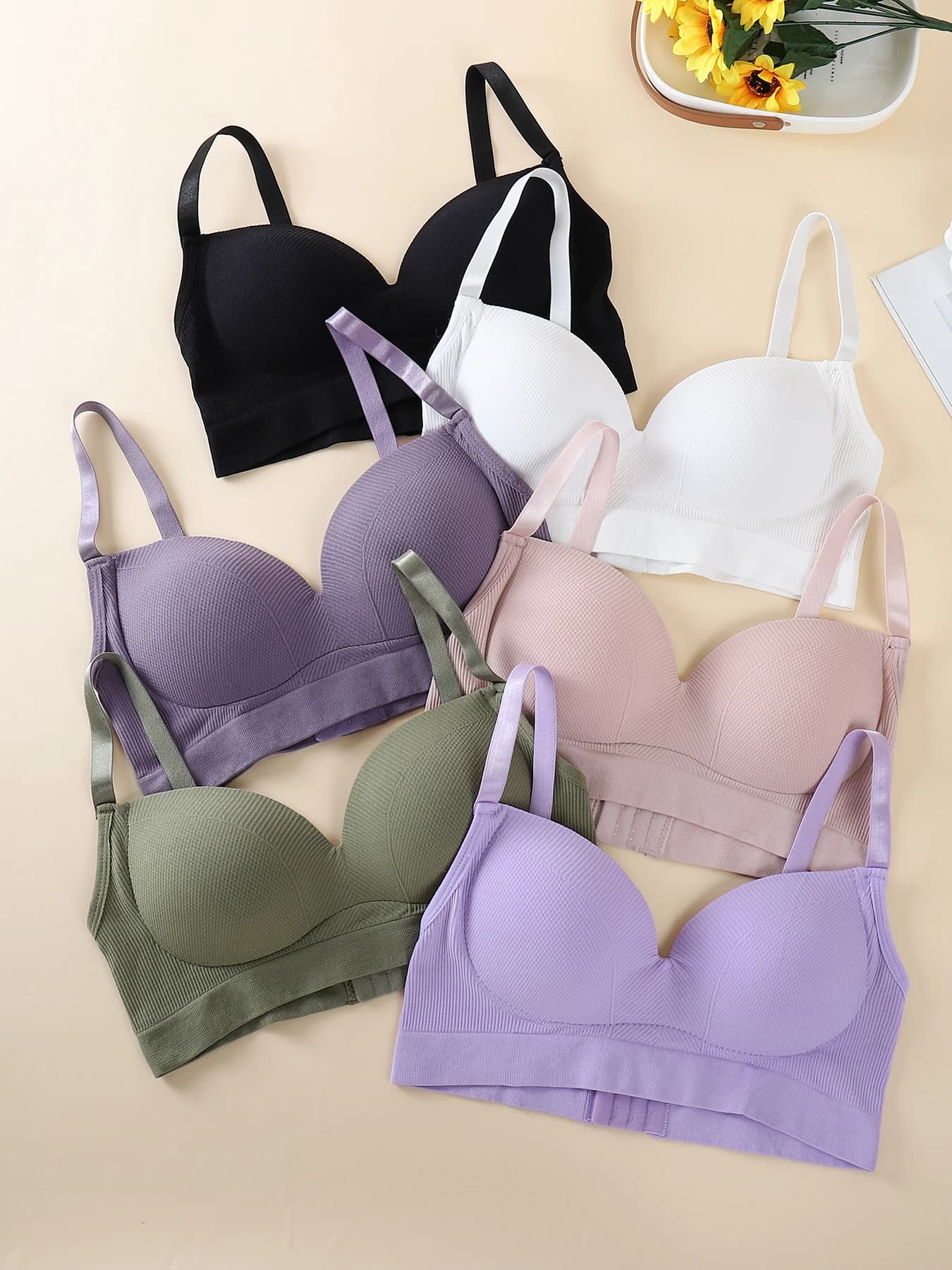 1 pezzo - Reggiseno da donna - Reggiseno push-up per giovani donne - Supporto senza fili per evitare il seno che si abbassa - Intimo da donna semplice in tinta unita - Adatto per casa, ufficio, viaggi, ecc.