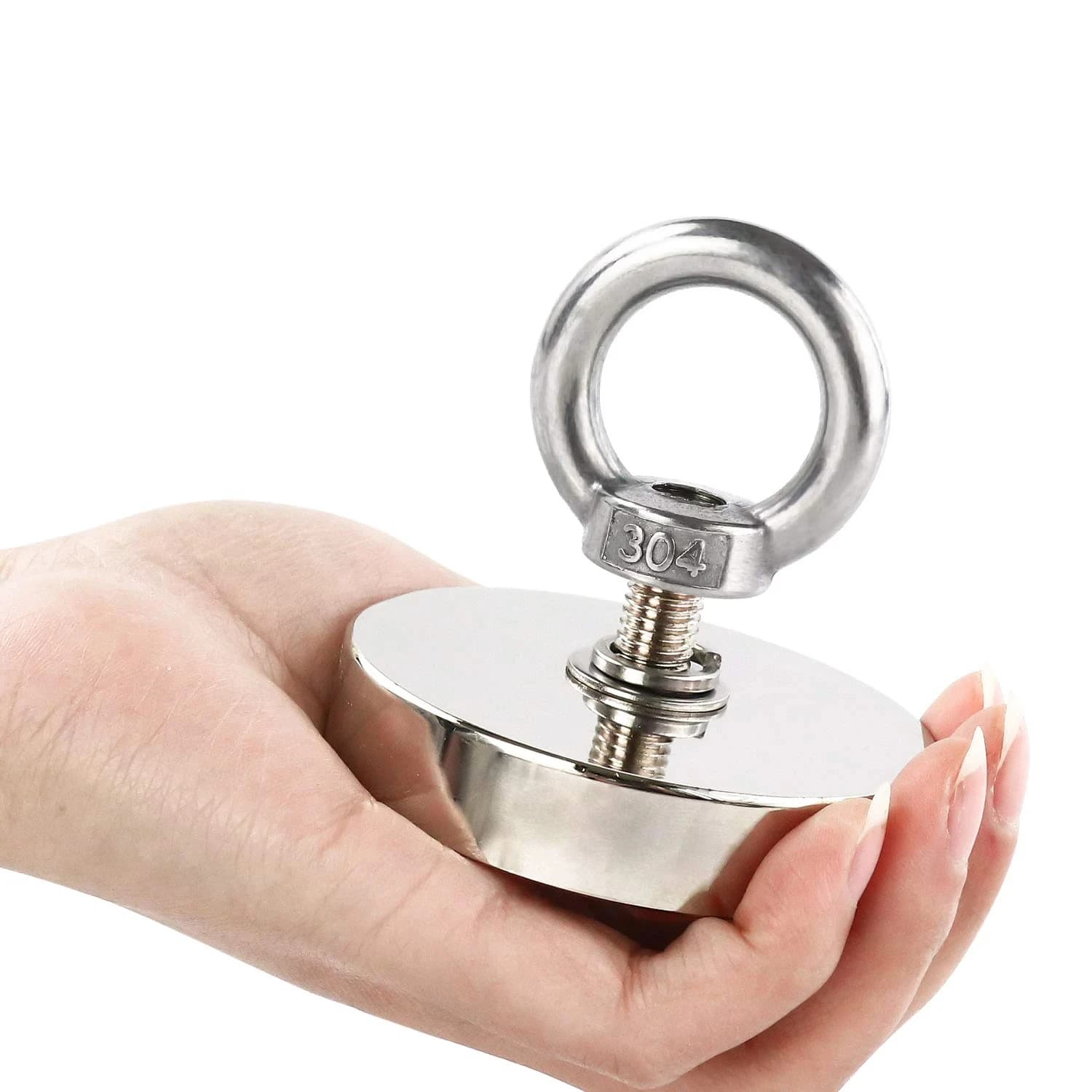 Super durable suction rescue aid, made of heavy material for rare earths N52, with ribbed hole and bolt suction metal