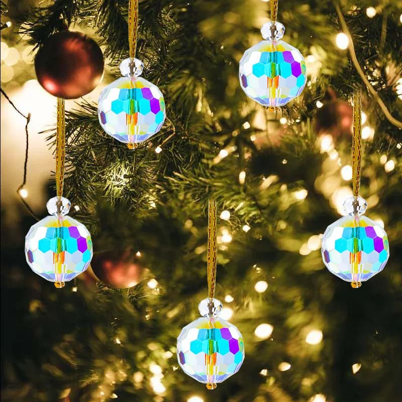Forniture per l'albero di Natale Ciondolo con sfera di cristallo K9 di lusso Albero appeso 2025 Capodanno Ornamenti per finestre di casa Decorazioni con sfera a prisma di Natale