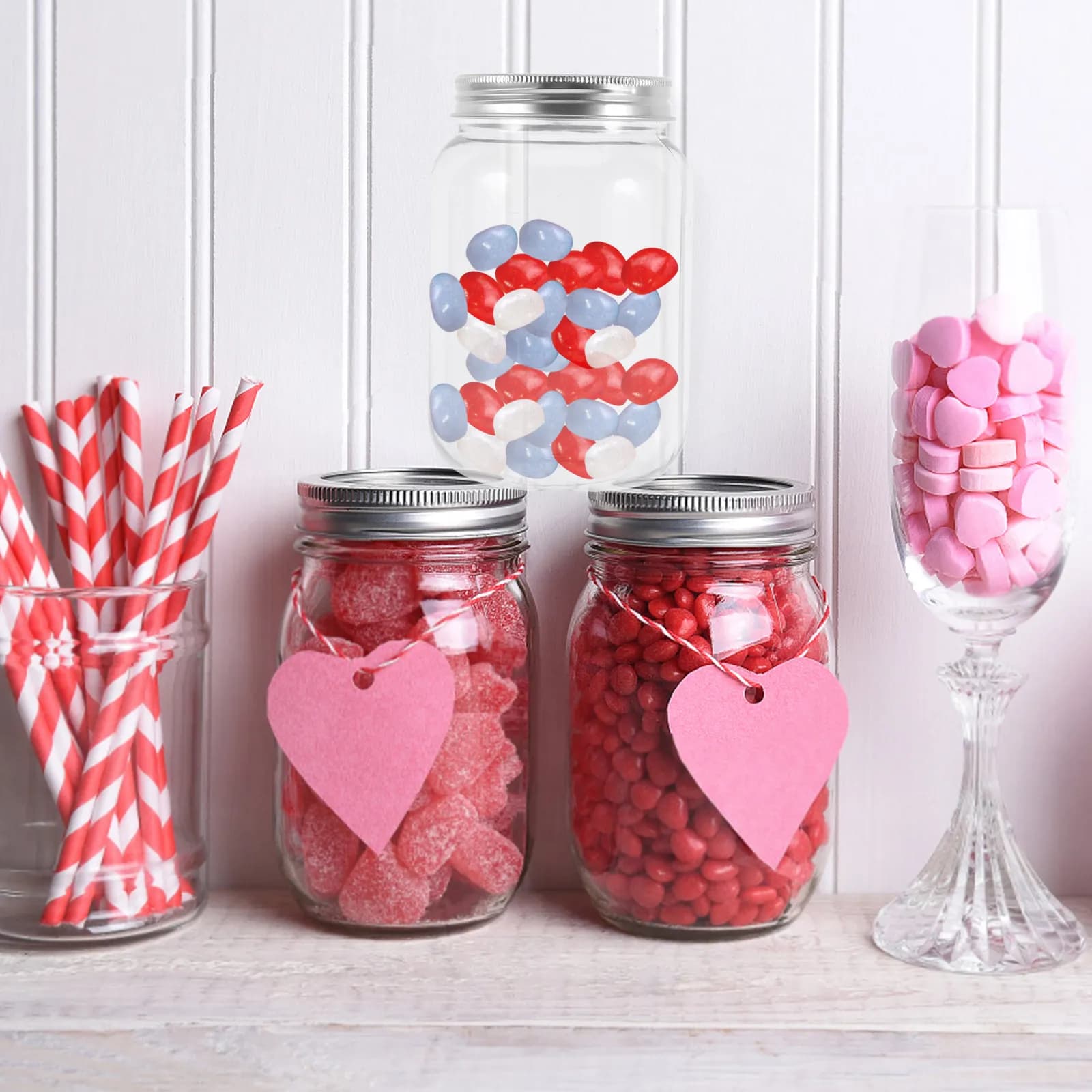 4Pcs Clear Plastic Storage Jars with Aluminum Lids Airtight Moisture Proof for Snack Spice Cereal Sugar Coffee Bean Sourdough