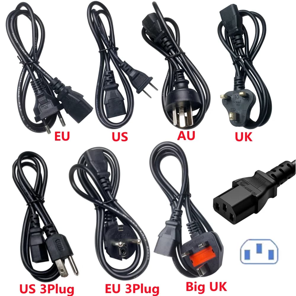 Cavo di prolunga CA con spina UE USA Adattatore di alimentazione IEC C13 Cavo di alimentazione elettrico C5 UK AU da 1,2 m per monitor PC desktop Dell