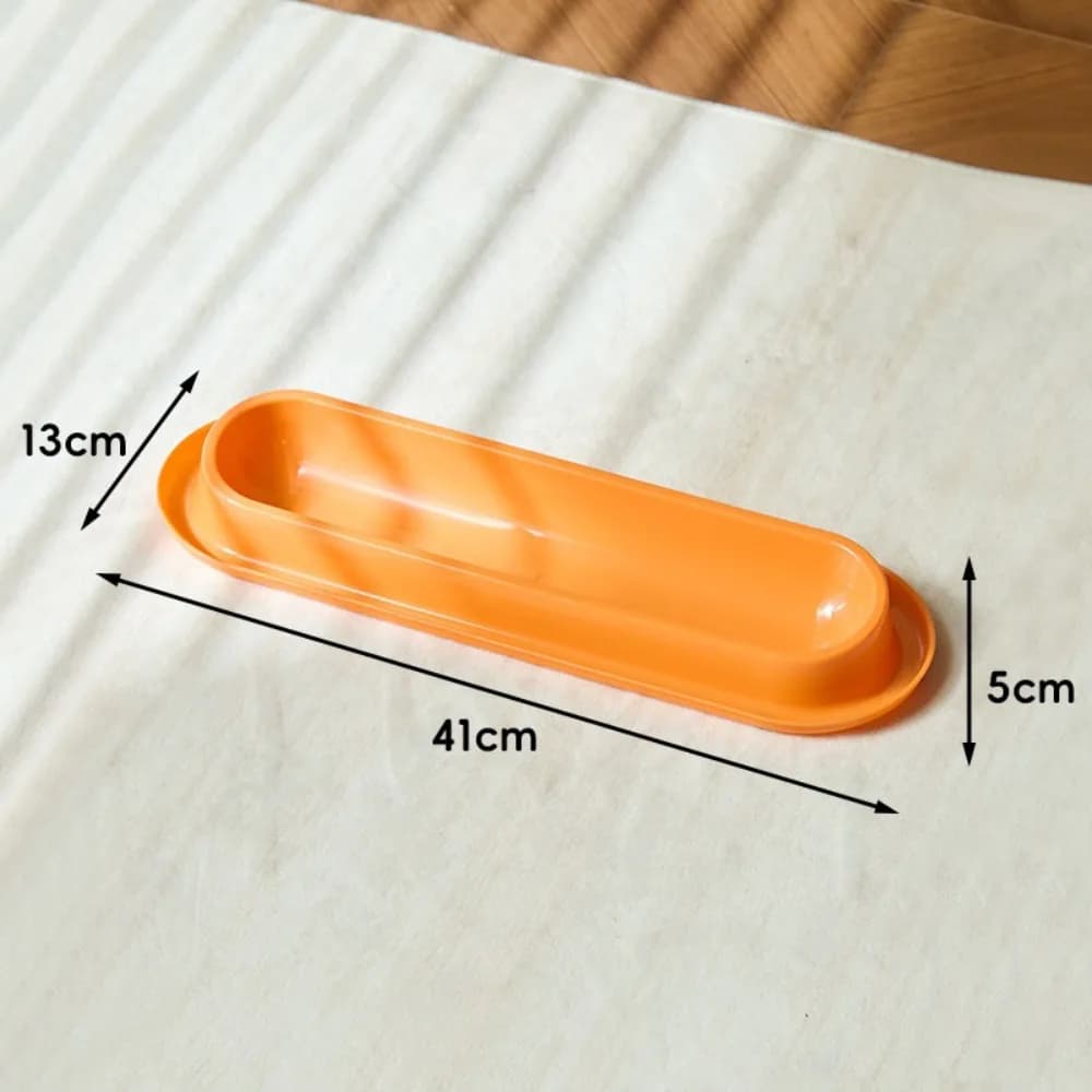 New Elongated Multi Cat Feeding Bowl 15° Slanted Large Capacity Long Pet Food Dish Washable Anti Ant Pet Food Bowl Feeding