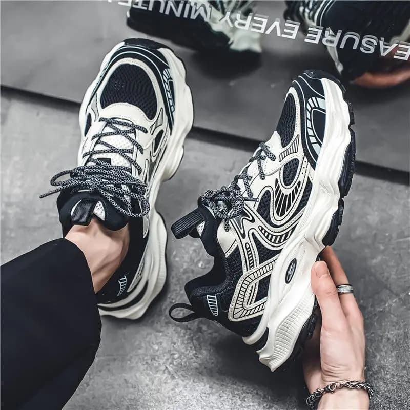 Nuove Sneakers Chunky Primavera-Estate per Uomo, Scarpe Traspiranti Casual alla Moda, Scarpe Sportive con Lacci e Piattaforma per Uomo