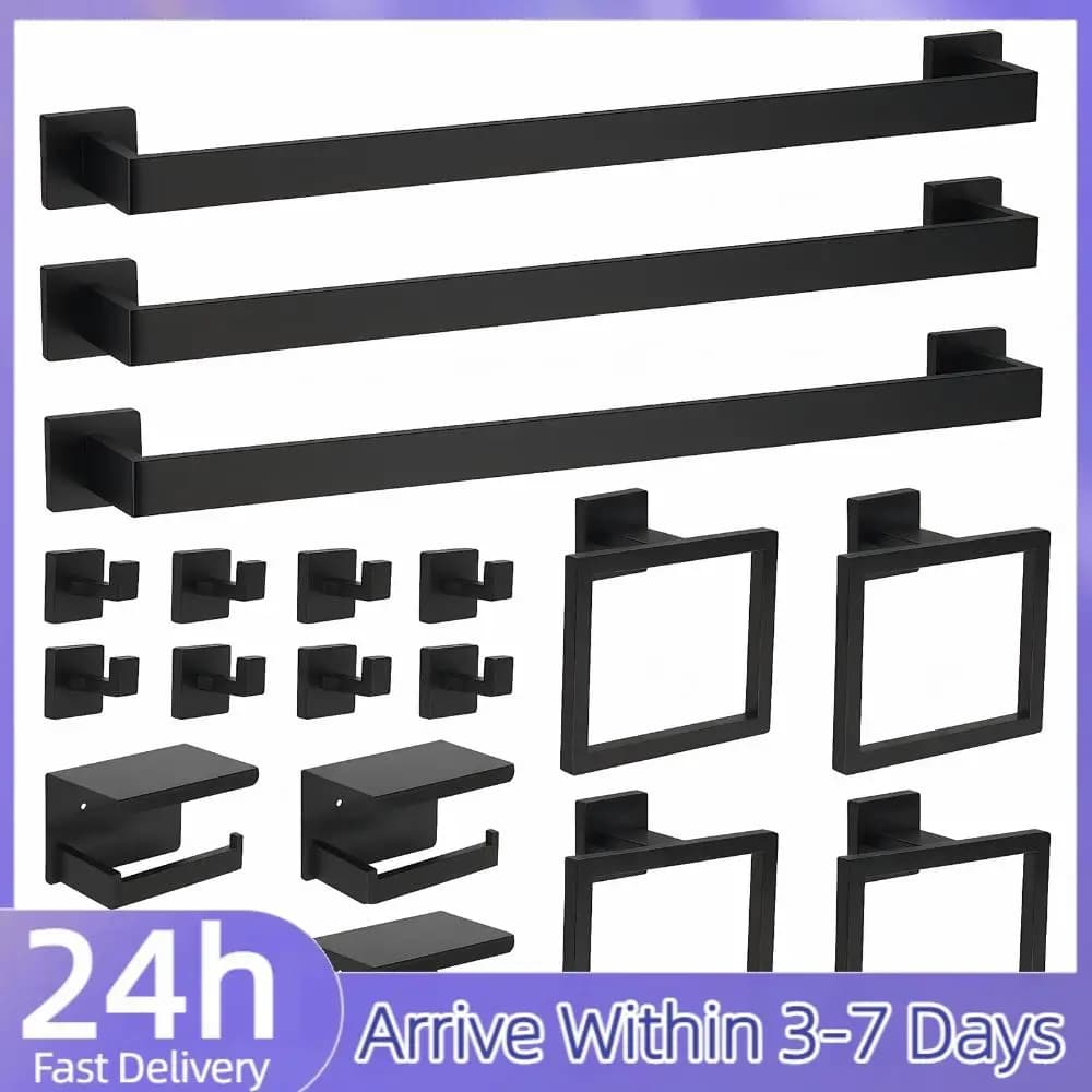 Set di 20 Accessori per Bagno in Acciaio Inossidabile, Set di Accessori Hardware per Bagno, Portasciugamani/Anello/Gancio/Portarotolo