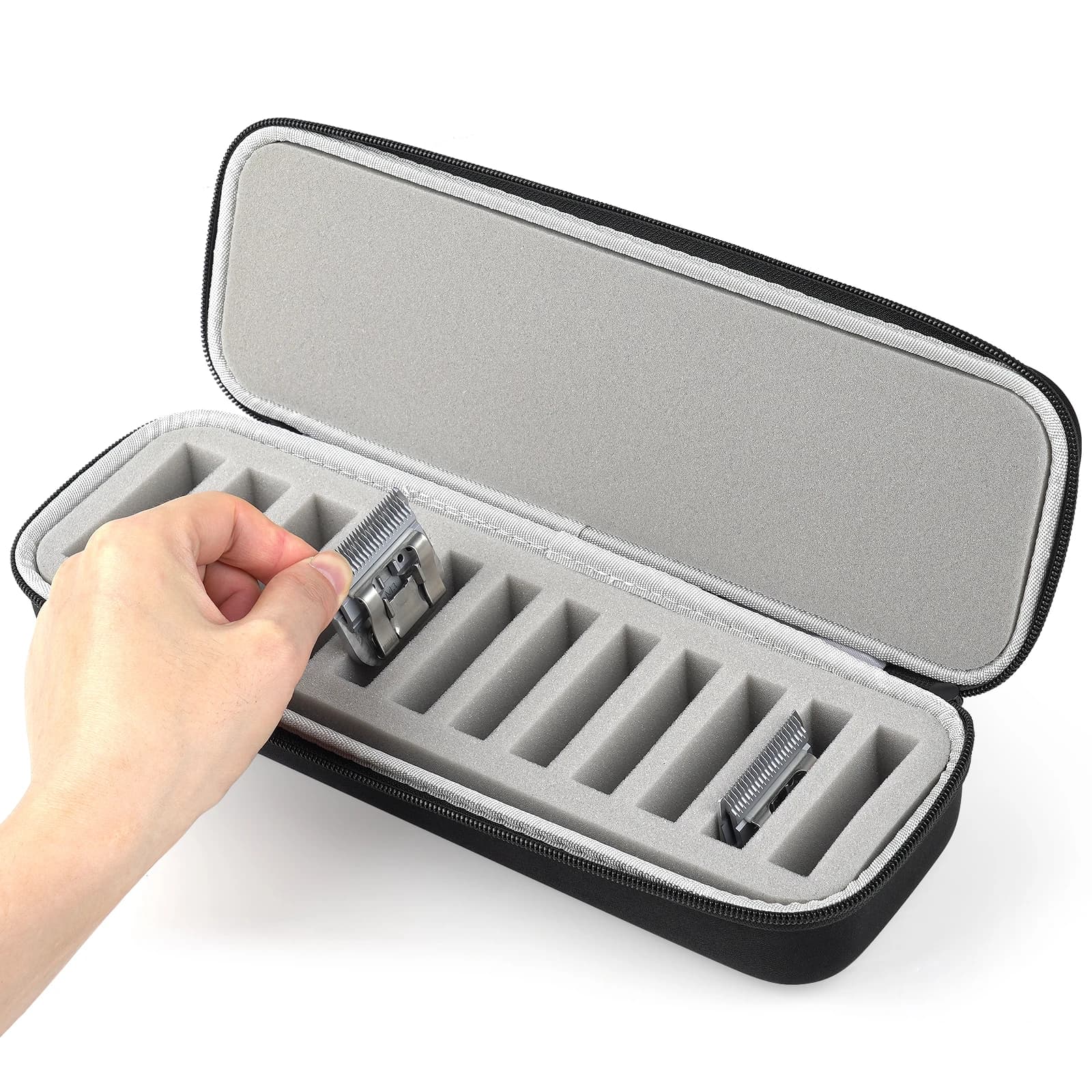 Grooming Clipper Blade Case Holder Organizer - Hard Travel Carrying Storage Holds 12 Blades Bag for Hair, beard , pet hair Box