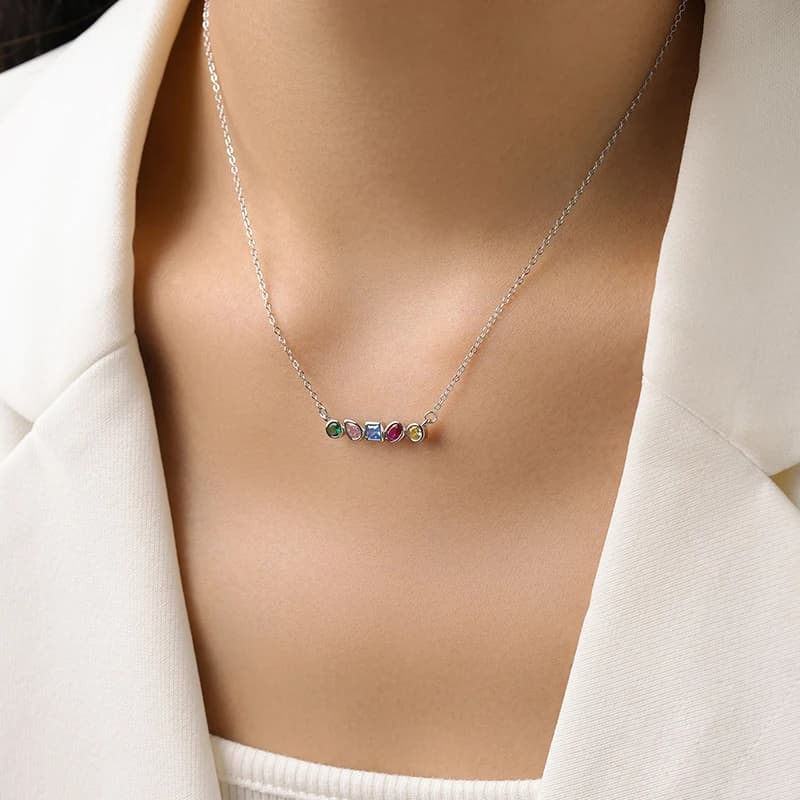 Set di gioielli Ailmay in argento sterling 925 con design geometrico di lusso con zirconi arcobaleno per donne e ragazze, accessori da cerimonia.