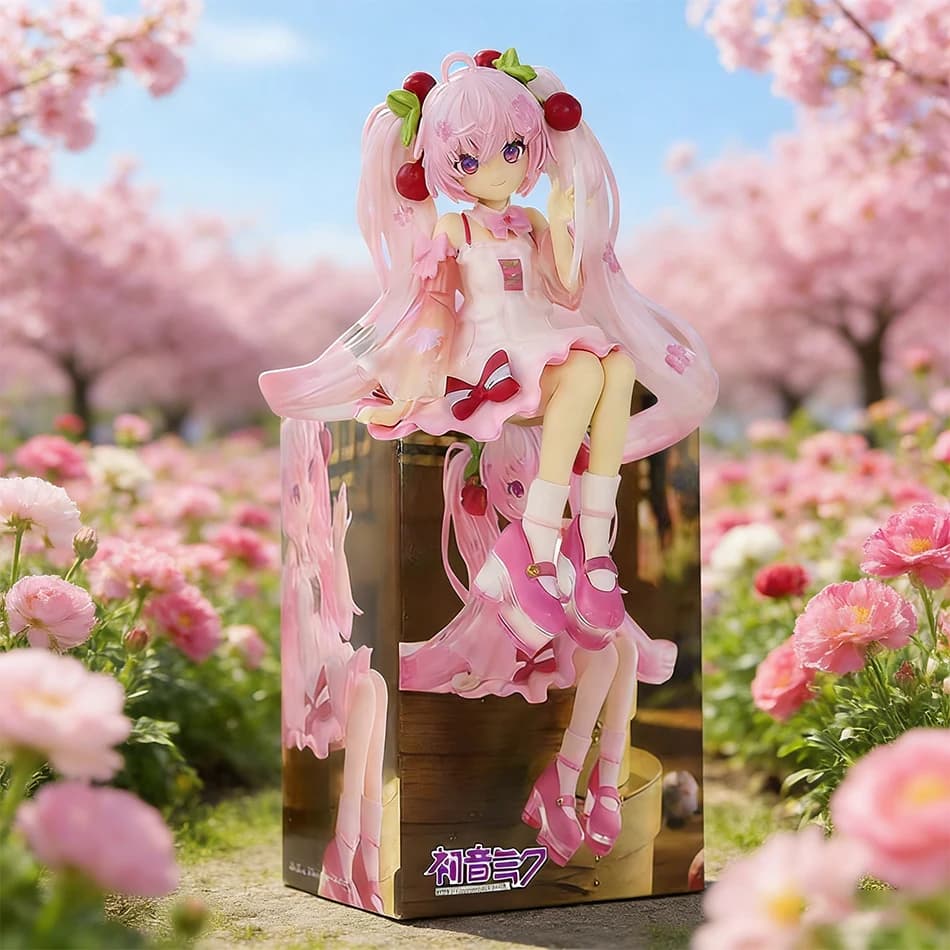 Statuetta Hatsune Miku Vocaloid 14cm 2026, Modellino con Fiori di Ciliegio, Action Figure Kawaii, Regalo di Compleanno